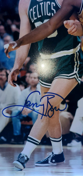 Boston Celtics/Los Angeles Lakers Larry Bird & Magic Johnson LED Framed Autographed 16x20 Photo with Suede (BAS)