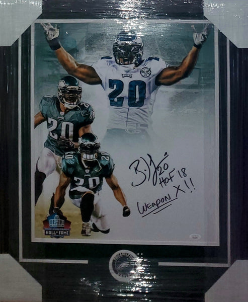 Philadelphia Eagles Brian Dawkins Framed Autographed 16x20 Photo with Multiple Inscriptions & Suede (JSA).