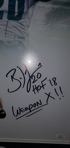 Philadelphia Eagles Brian Dawkins Framed Autographed 16x20 Photo with Multiple Inscriptions & Suede (JSA).