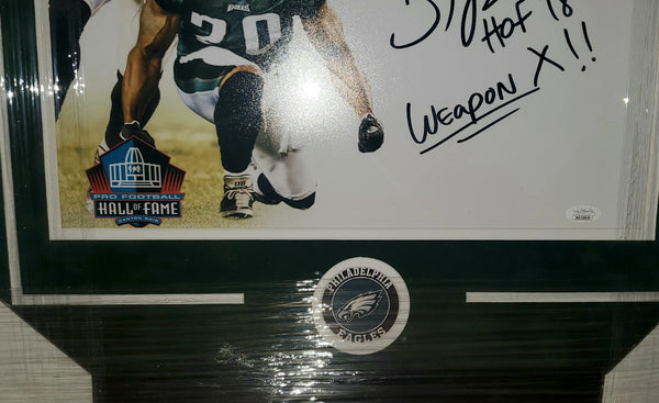 Philadelphia Eagles Brian Dawkins Framed Autographed 16x20 Photo with Multiple Inscriptions & Suede (JSA).
