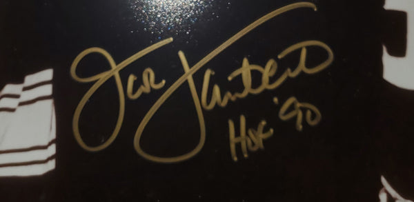 Pittsburgh Steelers Framed Linebackers Jack Ham, Jack Lambert, & Andy Russell Autographed 16x20 Photo with HOF 88, HOF '90 & 2X S.B Champs inscriptions with suede upgrade (BAS)