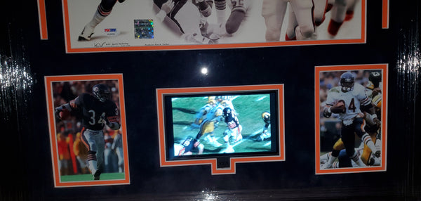 Chicago Bears Walter Payton Video Framed Autographed 16x20 with Suede (PSA LOA)
