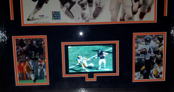 Chicago Bears Walter Payton Video Framed Autographed 16x20 with Suede (PSA LOA)