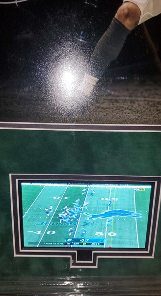 Philadelphia Eagles Video Framed Jalen Hurts Autographed 16x20 with suede upgrade (JSA)