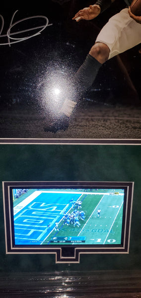 Philadelphia Eagles Video Framed Jalen Hurts Autographed 16x20 with suede upgrade (JSA)