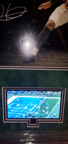 Philadelphia Eagles Video Framed Jalen Hurts Autographed 16x20 with suede upgrade (JSA)