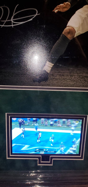 Philadelphia Eagles Video Framed Jalen Hurts Autographed 16x20 with suede upgrade (JSA)