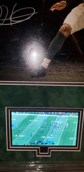 Philadelphia Eagles Video Framed Jalen Hurts Autographed 16x20 with suede upgrade (JSA)