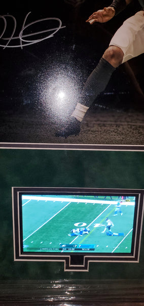 Philadelphia Eagles Video Framed Jalen Hurts Autographed 16x20 with suede upgrade (JSA)