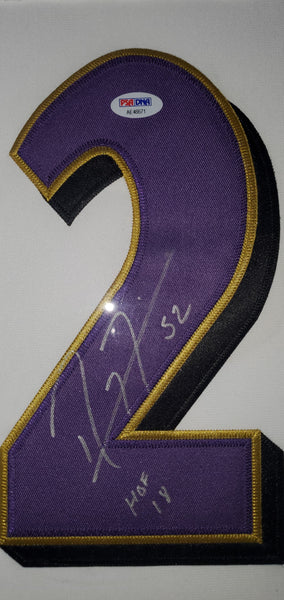Baltimore Ravens Ray Lewis Framed Autographed Custom Jersey with HOF 18 inscription (PSA)