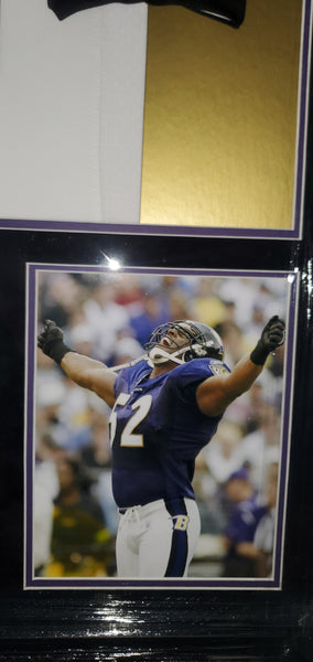 Baltimore Ravens Ray Lewis Framed Autographed Custom Jersey with HOF 18 inscription (PSA)