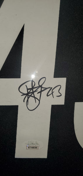 Pittsburgh Steelers Troy Polamalu Video/LED Framed Autographed Authentic Nike Replica Jersey with Double Suede (JSA)