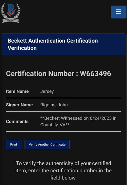 Washington Redskins John Riggins Framed Autographed Custom Jersey with Suede (BAS)