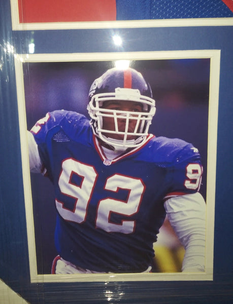 New York Giants Framed Autographed Michael Strahan Custom Jersey (JSA)