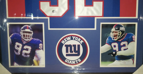New York Giants Framed Autographed Michael Strahan Custom Jersey (JSA)