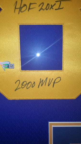 Los Angeles Rams Marshall Faulk Framed Autographed Authentic Mitchell & Ness NFL Legacy 1999 Throwback Jersey with Multiple Inscriptions (Fanatics)