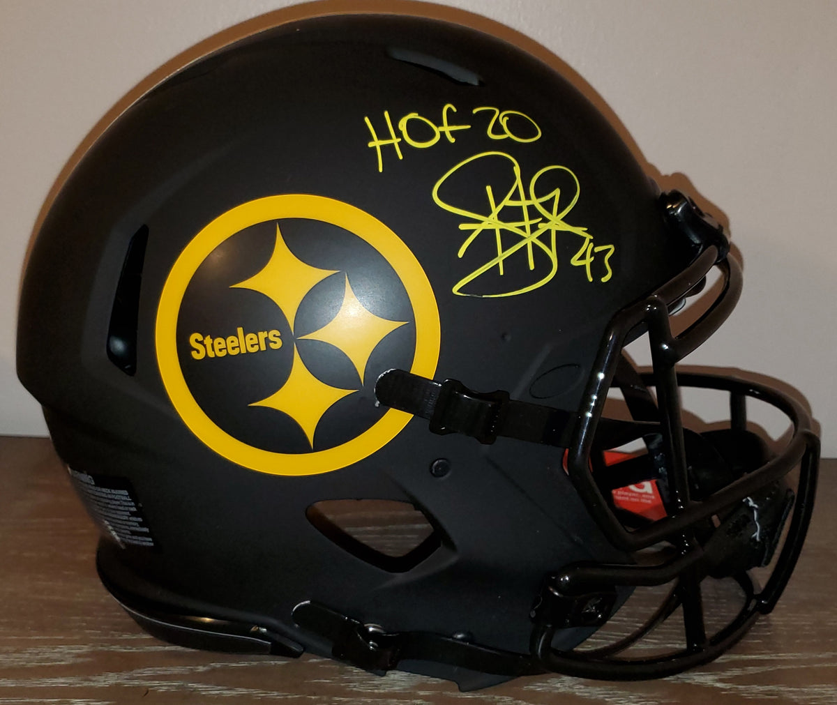 Troy Polamalu Autograph Steelers Lunar Eclipse Replica F/S Helmet BAS Black  Ink