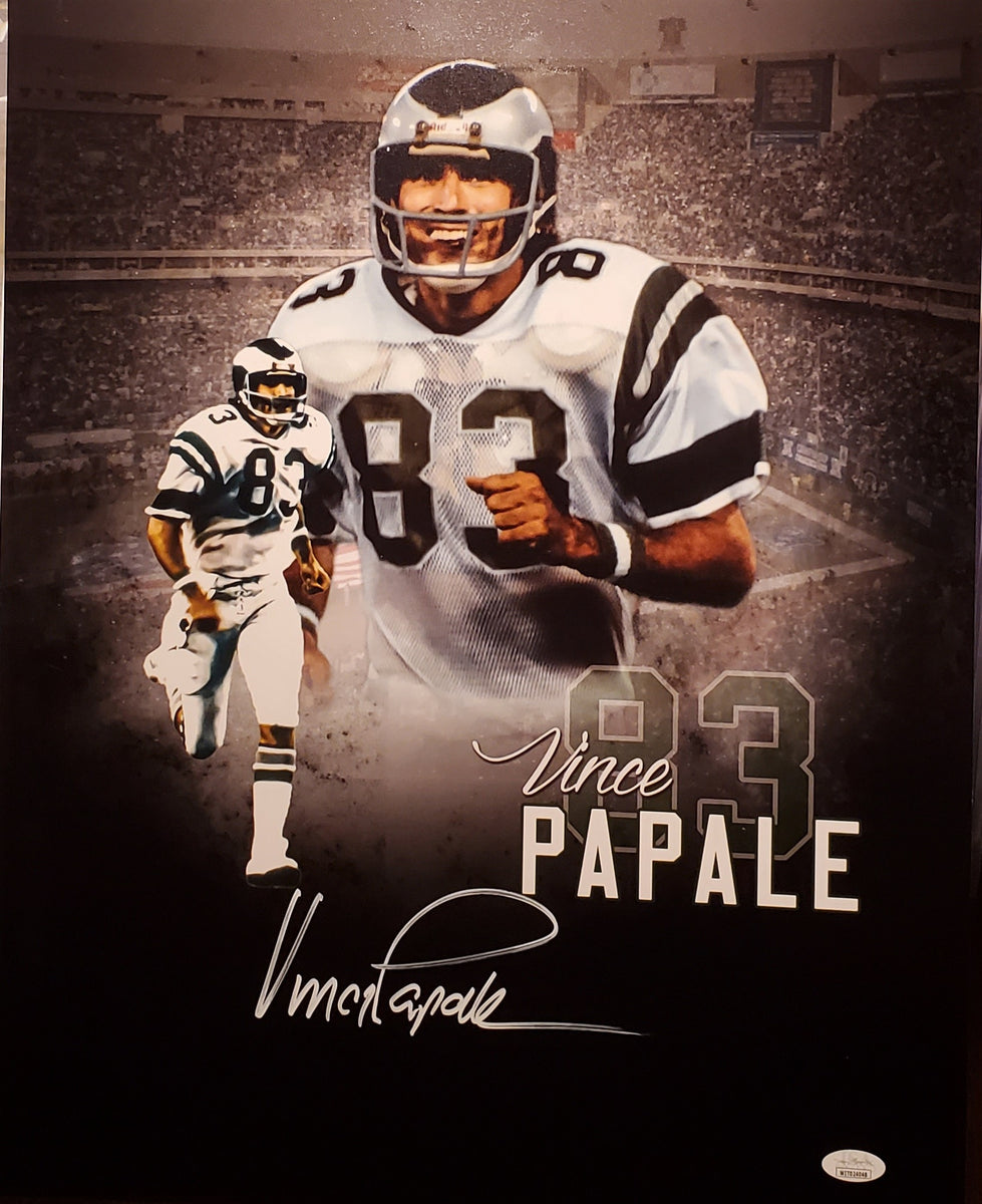 VINCE PAPALE AUTOGRAPHED PHILADELPHIA EAGLES THROWBACK JERSEY AASH  INVINCIBLE