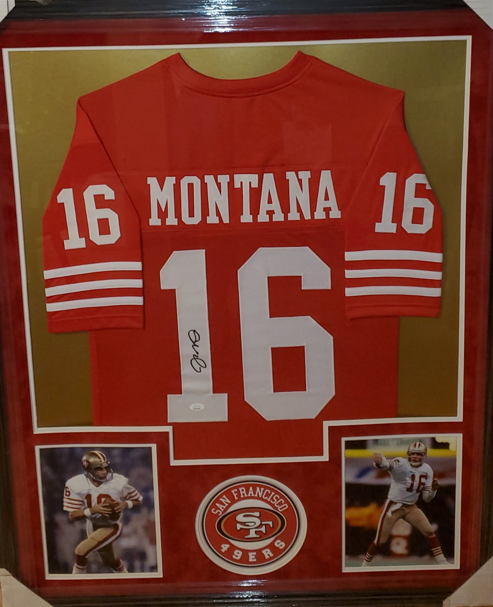 Joe Montana Autographed Hand Signed Framed Notre Dame Jersey w