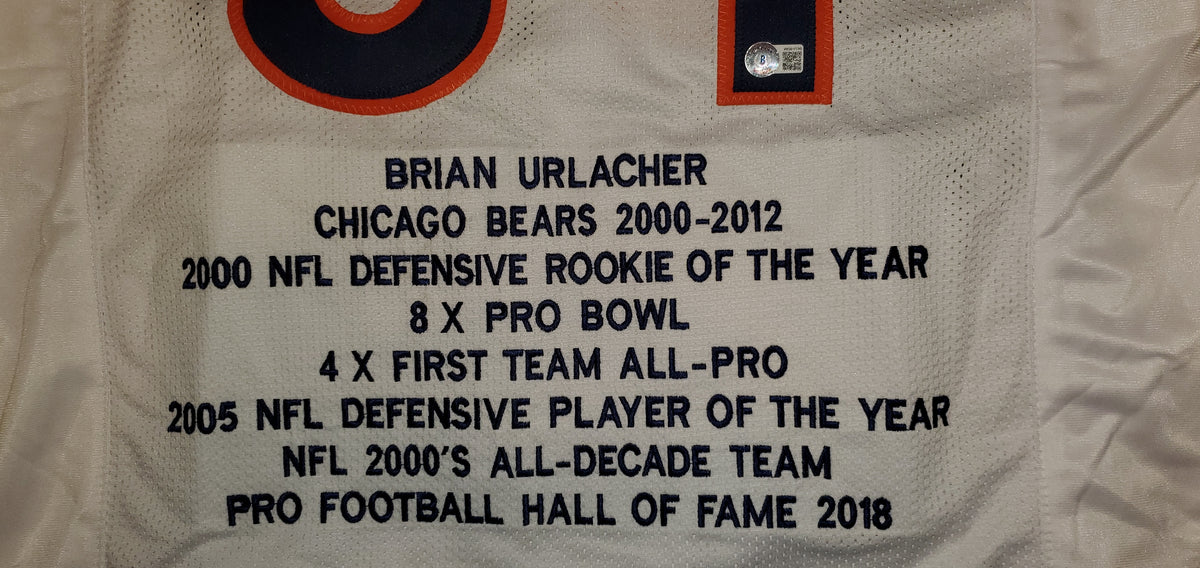 Brian Urlacher Stat Custom Jersey with HOF 18 Inscription (BAS