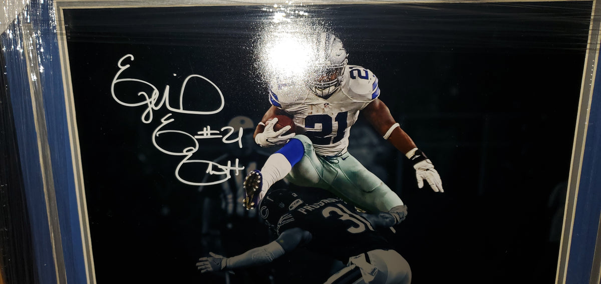 Ezekiel Elliott Signed Framed Dallas Cowboys 16x20 Hurdle Photo