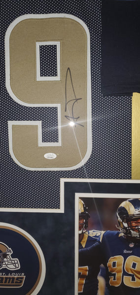 St. Louis Rams Aaron Donald Framed Autographed Custom Jersey with Suede Upgrade (JSA)
