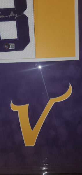 Minnesota Vikings Purple People Eaters Framed Autographed by All Four Lineman Alan Page, Carl Eller, Jim Marshall, & Gary Larsen Custom Jersey with Suede Upgrade (BAS)