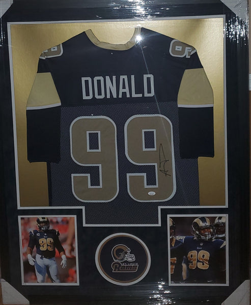 St. Louis Rams Aaron Donald Framed Autographed Custom Jersey with Suede Upgrade (JSA)