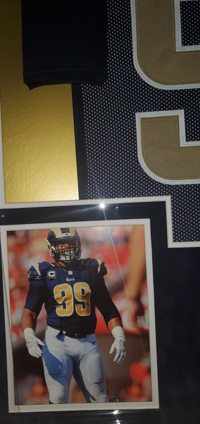St. Louis Rams Aaron Donald Framed Autographed Custom Jersey with Suede Upgrade (JSA)