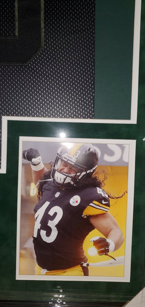 Pittsburgh Steelers Troy Polamalu Autographed Authentic Nike Salute to Service Video Framed Jersey with Suede Upgrade (JSA)