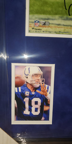 Indianapolis Colts Video Framed Autographed Peyton Manning 16x20 with HOF 21 Inscription and Suede (Fanatics)