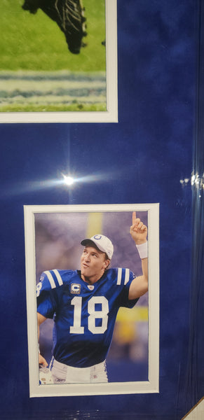 Indianapolis Colts Video Framed Autographed Peyton Manning 16x20 with HOF 21 Inscription and Suede (Fanatics)