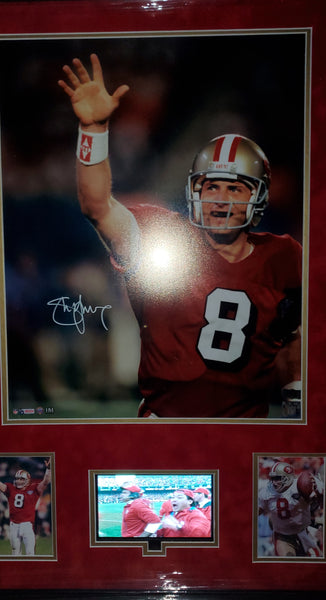 San Francisco 49ers Video Framed Steve Young Autographed 16x20 with suede (Radtke)