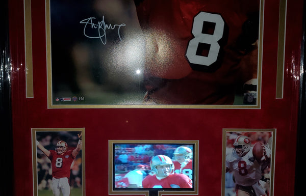 San Francisco 49ers Video Framed Steve Young Autographed 16x20 with suede (Radtke)