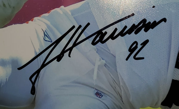 Pittsburgh Steelers Framed James Harrison Autographed 16x20 with suede (JSA)