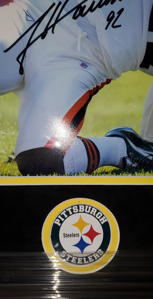 Pittsburgh Steelers Framed James Harrison Autographed 16x20 with suede (JSA)