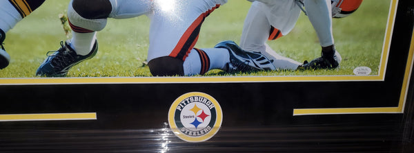 Pittsburgh Steelers Framed James Harrison Autographed 16x20 with suede (JSA)