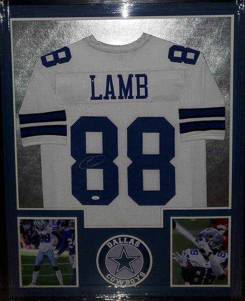 Dallas Cowboys Ceedee Lamb Framed Autographed Custom Jersey with Holographic Mat (JSA).