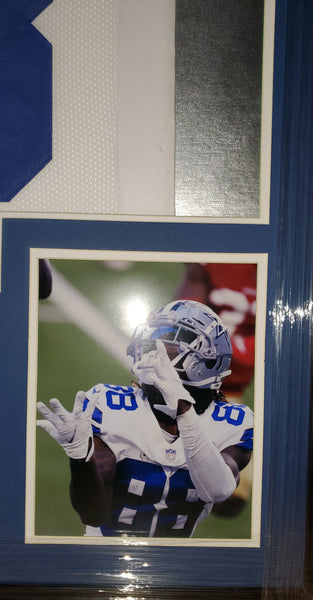 Dallas Cowboys Ceedee Lamb Framed Autographed Custom Jersey with Holographic Mat (JSA).