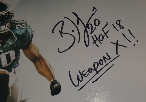 Philadelphia Eagles Brian Dawkins Framed Autographed 16x20 Photo with Multiple Inscriptions & Suede (JSA).