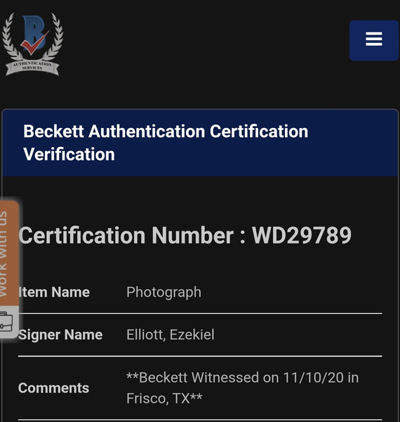 Dallas Cowboys Framed Ezekiel Elliott Autographed 16x20 Photo (BAS)