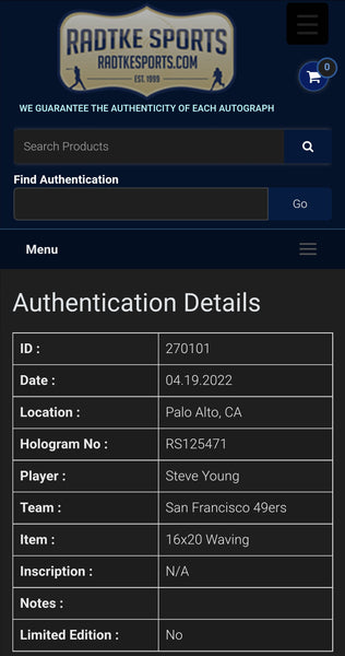 San Francisco 49ers Video Framed Steve Young Autographed 16x20 with suede (Radtke)