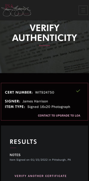 Pittsburgh Steelers Framed James Harrison Autographed 16x20 with suede (JSA)