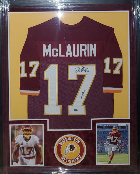 Washington Redskins Terry McLaurin Framed Custom Jersey with Scary Terry Inscription and Suede Upgrade (BAS)