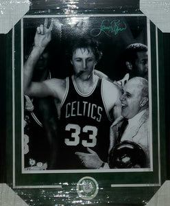 Boston Celtics Larry Bird Framed Autographed 16x20 with Suede (PSA/DNA)