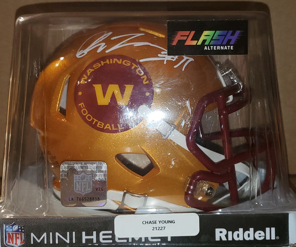 Washington Football Team Autographed Chase Young Flash Speed Mini Helmet (Fanatics)