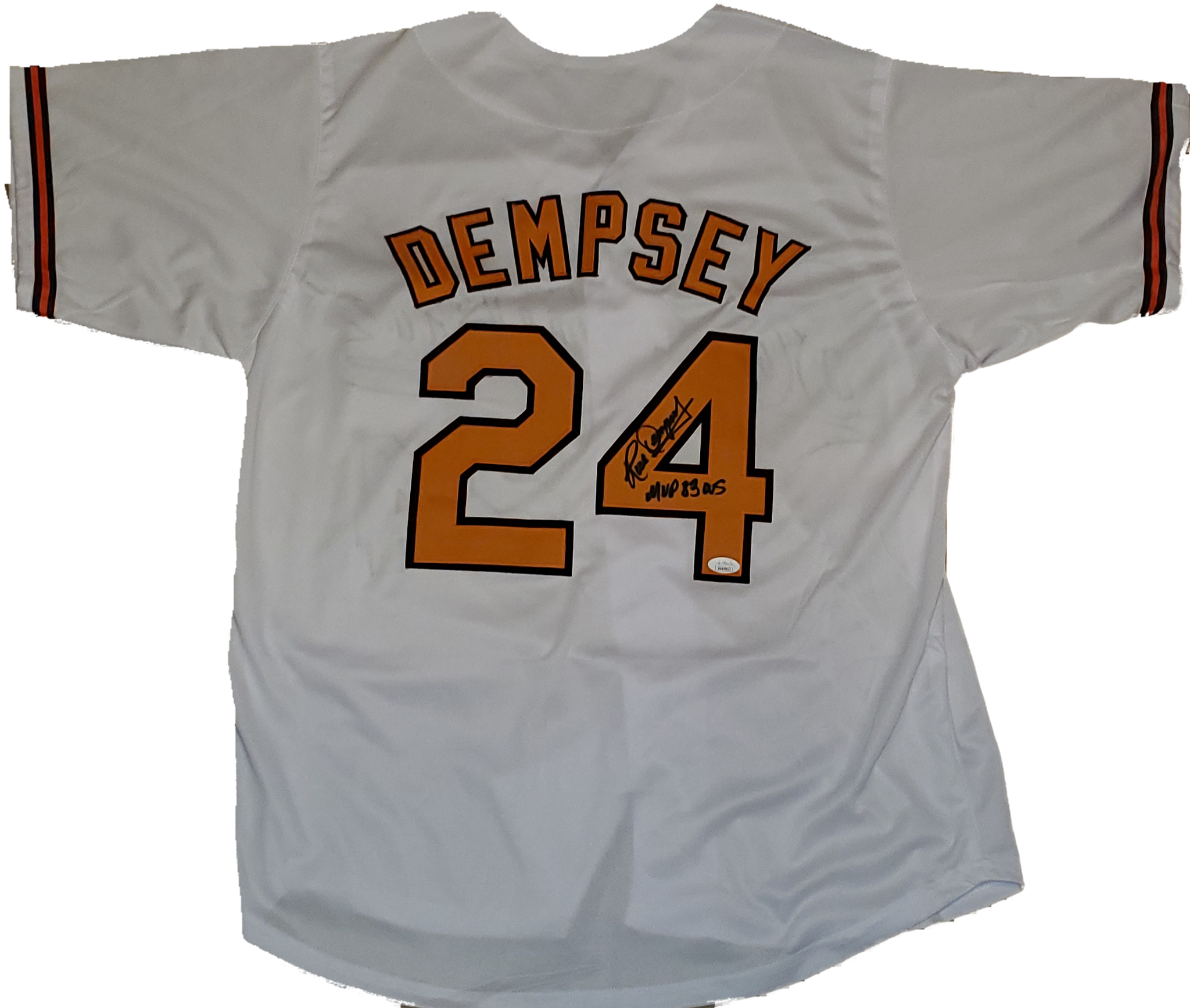 Rick Dempsey Autographed Baltimore Custom Jersey with Inscription (JSA)