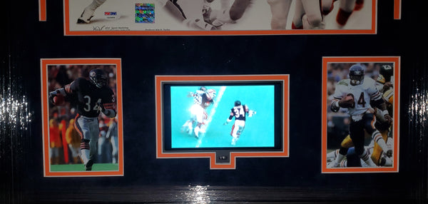 Chicago Bears Walter Payton Video Framed Autographed 16x20 with Suede (PSA LOA)