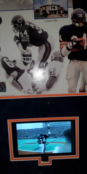 Chicago Bears Walter Payton Video Framed Autographed 16x20 with Suede (PSA LOA)