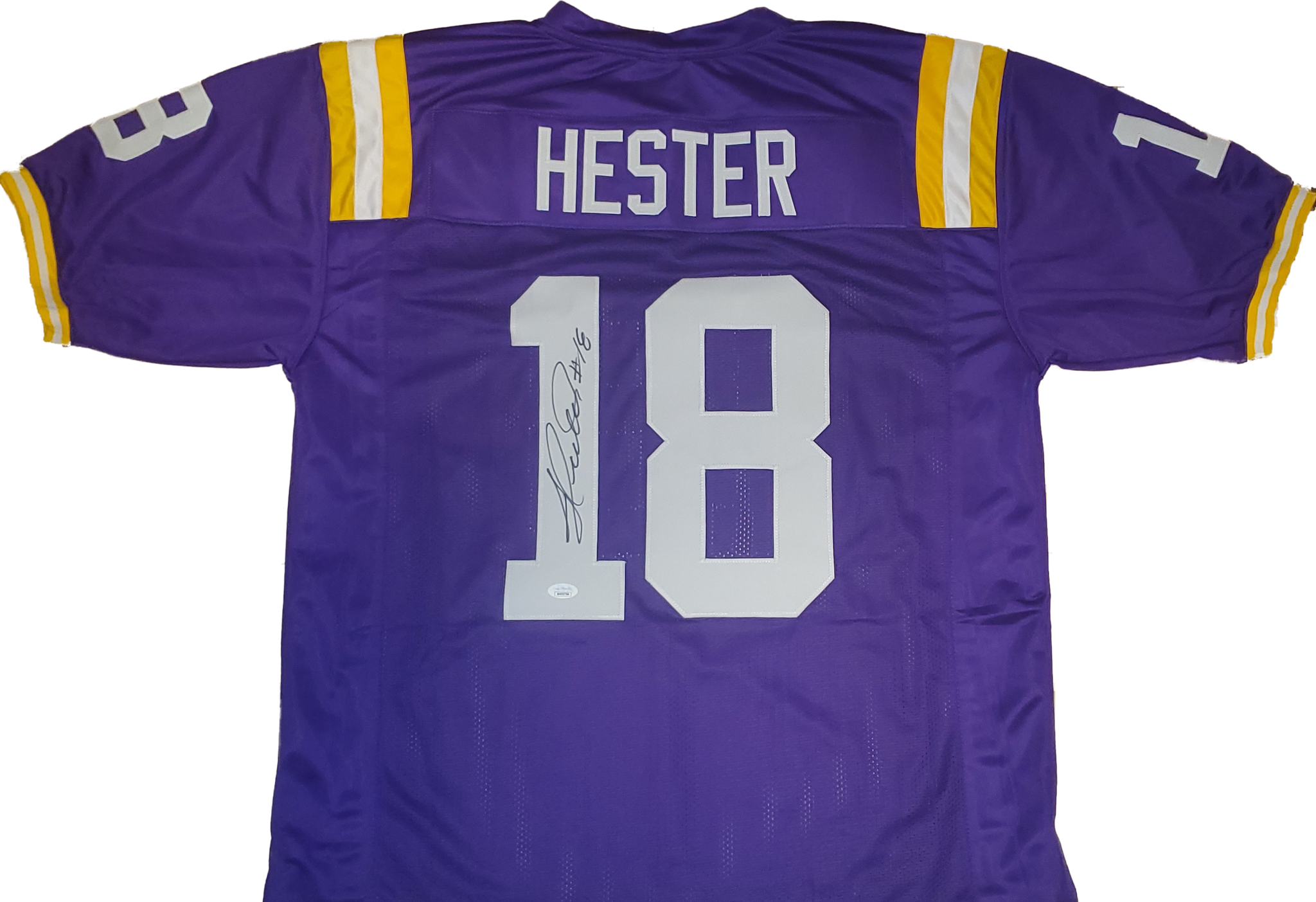 Jacob Hester Autographed Custom Jersey (JSA)